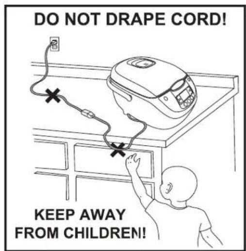 DO NOT DRAPE CORD! KEEP AWAY FROM CHILDREN!