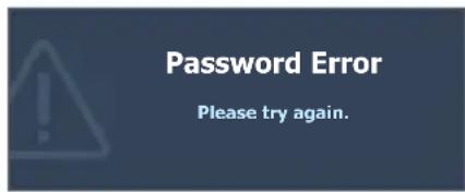 Password Error Please try again.