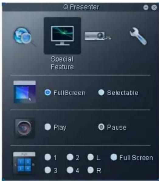 Q Presenter Special Feature FullScreen Selectable Play Pause 1 2 L Full Screen 3 4 R