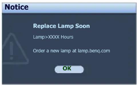 BENQ MX763 - Timing of replacing the lamp - 3