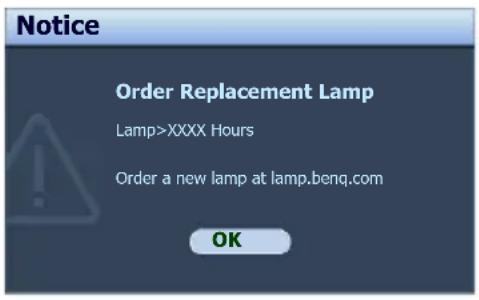 BENQ MX763 - Timing of replacing the lamp - 2