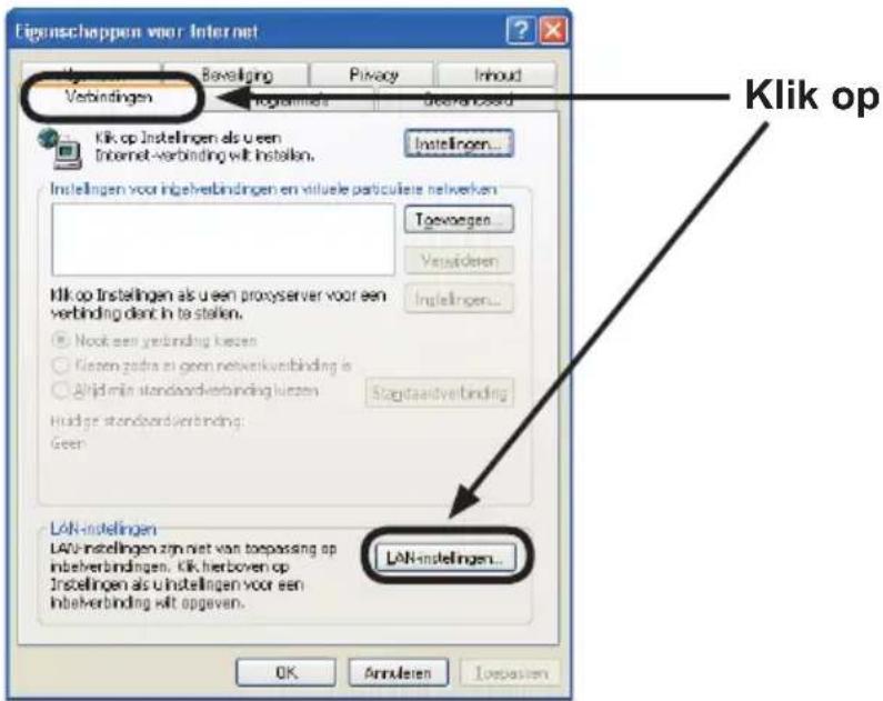 Eigenschappen voor Internet Verbindingen Ingrammet Green/Standard Klik op Instellingen als u een Internet-Verbinding wit instellen. Instellingen... Toewangen... Verbinderen Instellingen... Mlik op Instellingen als u een proxyserver voor een verbinding dan in te stellen. Nook een verbinding kizen Lienz zodra ze geen netwerkverbinding is Alijd min standaardverbinding lizen Stagstaardverbinding Huidge standaardverbinding: Geen LAN-instellingen LAN-instellingen zijn net van toepassing op inbeverbindingen. Klik, hierboven op Instellingen als u instellingen voor een inbeverbinding wit opgeven. LAN-instellingen... OK Annulaten Lastpassen Klik op