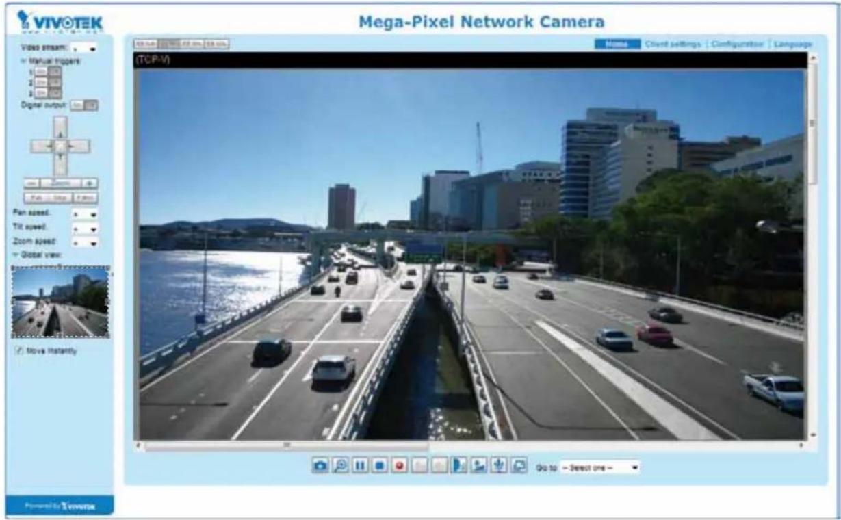 VIVOTEK Mega-Pixel Network Camera Video stream: Manual propert Digital output: View Photo Pan speed: Tilt speed: Zoom speed: Global view: Move instantly Go to → Select one → Tempo: 0.000000 0.000000 (TCP-V) Home Client settings Configurator Language Powered by Xinverse