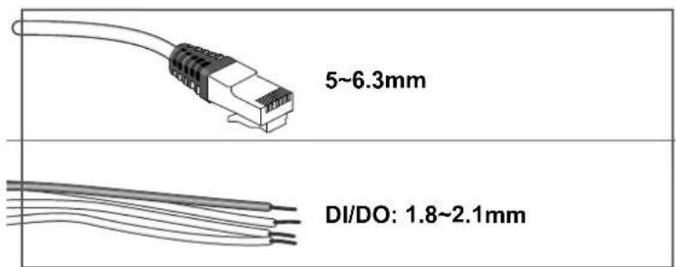 5~6.3mm DI/DO: 1.8~2.1mm