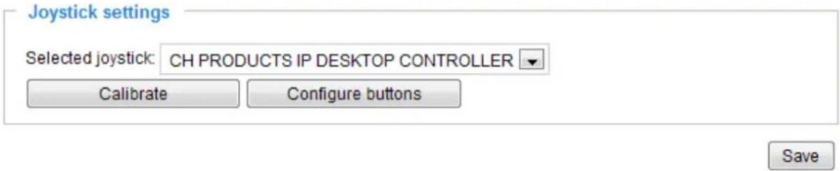 Joystick settings Selected joystick: CH PRODUCTS IP DESKTOP CONTROLLER Calibrate Configure buttons Save