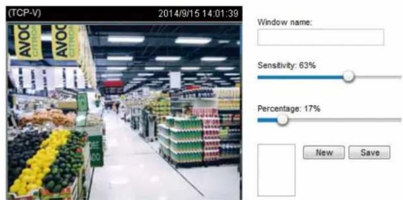 (TCP-V) 2014/9/15 14:01:39 Window name: Sensitivity: 63% Percentage: 17% New Save