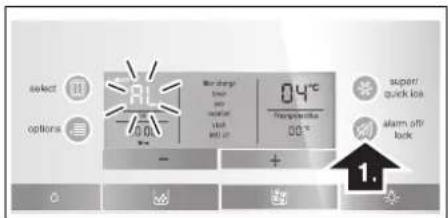 select options RL 00℃ Max charge low high cold cold 04℃ Temperature 00℃ super/ quick ice alarm oil/ lock - + 1.