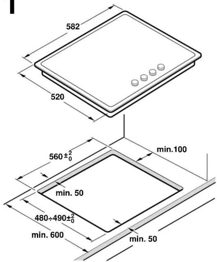 582 520 560±²₀ min.100 min. 50 480÷490±²₀ min. 600 min. 50