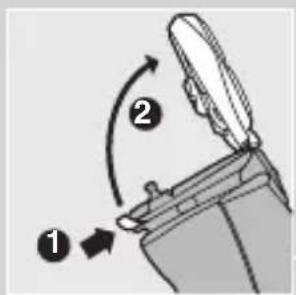 Diagram showing a mechanical device with labeled parts and directional arrows indicating motion or rotation.