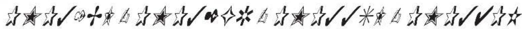 Image displaying a sequence of star and chevron symbols in various colors, likely representing a rating or rating system.