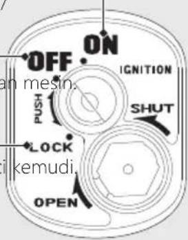 OFF ON IGNITION SHUT LOCK i kemudi. OPEN
