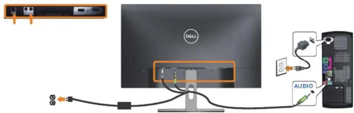 DELL 2319NX - Menyambungkan kabel audio(Pembelian Opsional) - 1