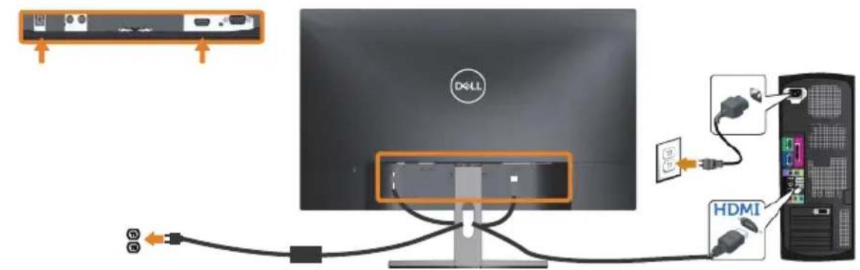 DELL 2319NX - Menyambungkan kabel HDMI - 1