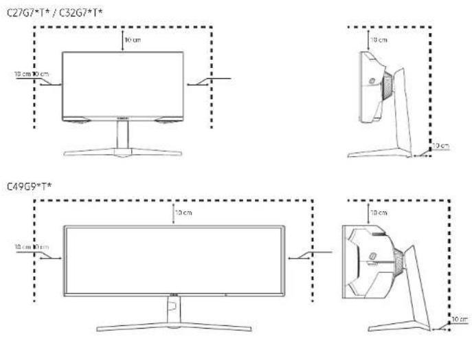 SAMSUNG C49G95TSSE - Memeriksa ruang di sekitar produk - 1