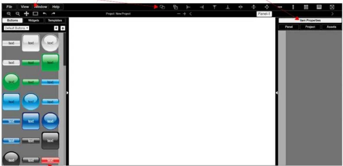 File View Window Help Project New Project Panel-1 Default Buttons Text Text Text Text Text Text Text Text Text Text Text Text Text Text Text Text Text Text Text Text Text Text Text Text Text Text Text Text Text Text Text Text Text Item Properties Panel Project Assets