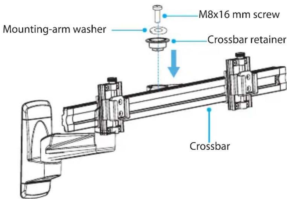 Mounting-arm washer M8x16 mm screw Crossbar retainer Crossbar