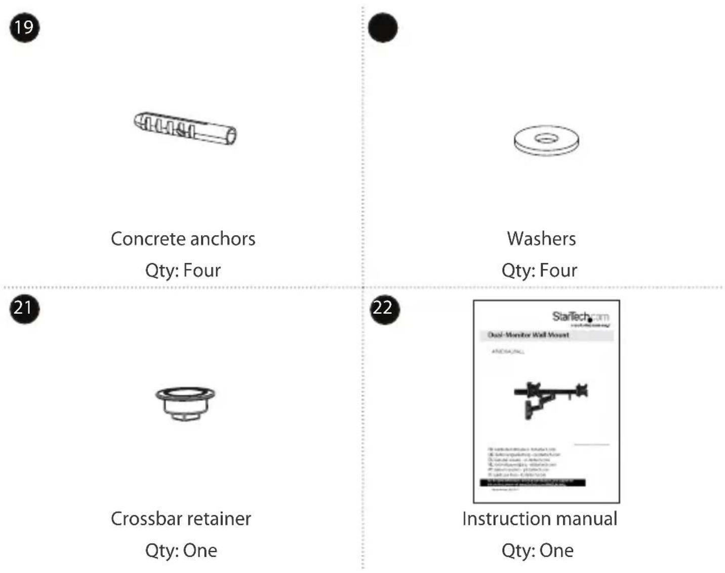 StarTech.com ARMDUALWALL - Package contents - 19