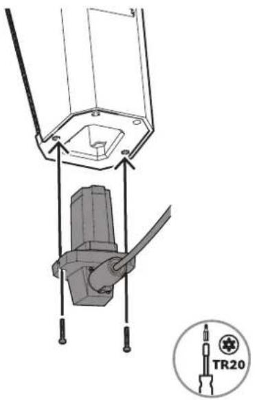 Technical diagram showing a mechanical assembly with labeled parts and a TR20 component icon