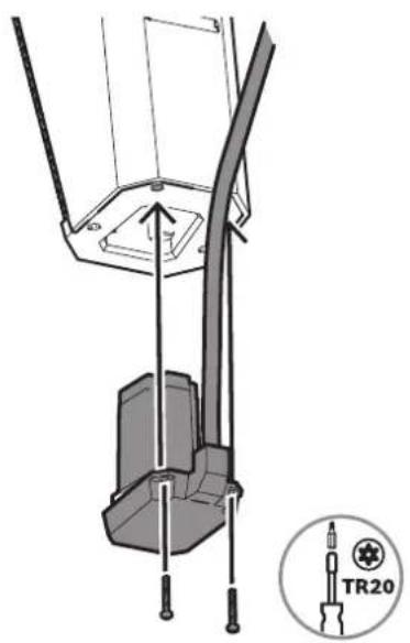 Technical diagram showing a mechanical assembly with labeled parts and a TR20 component icon
