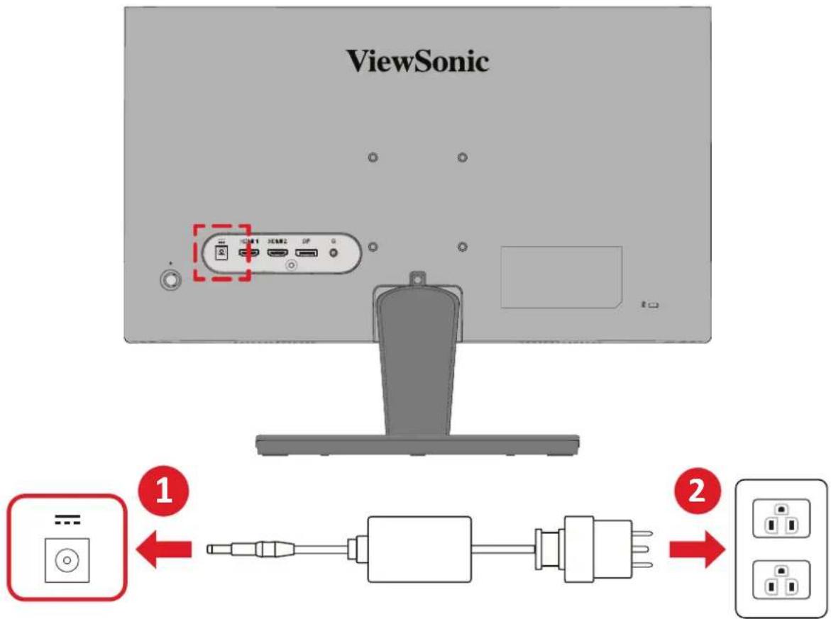 VIEWSONIC VA2715-2K-mhd-1B - Menyambung ke Kabel Daya - 1