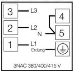 3 L3 2 L2 N 1 L1 Erdung 4 5 3NAC 380/400/415 V