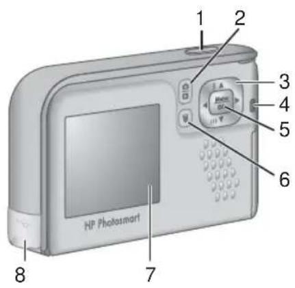 HP Photosmart E427v - Camera top, back, and side - 1