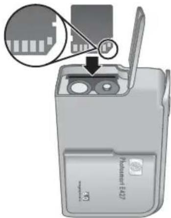 HP Photosmart E427v - Install and format an optional memory card - 1