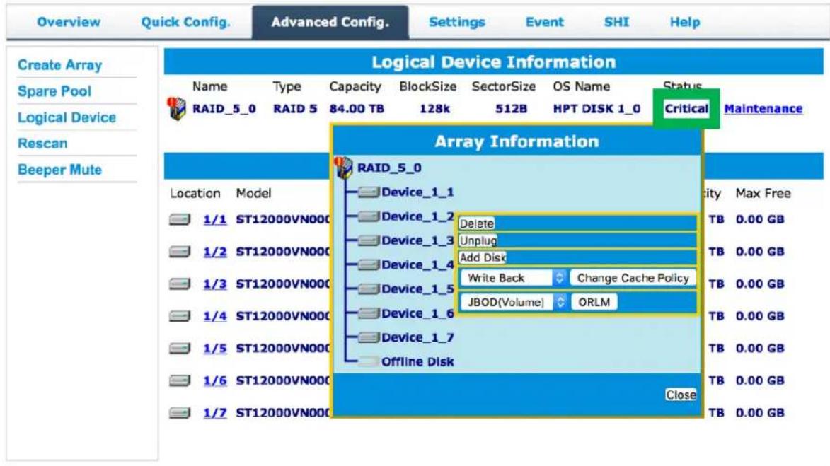 Highpoint rDrive 6628TW - Array Information - 2