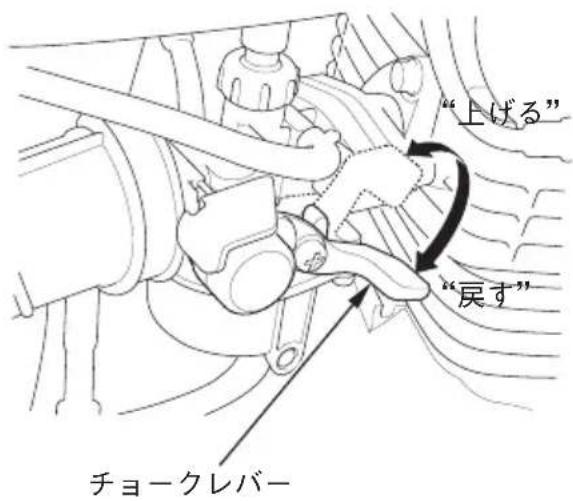 "上げる" "戻す" チョークレバー