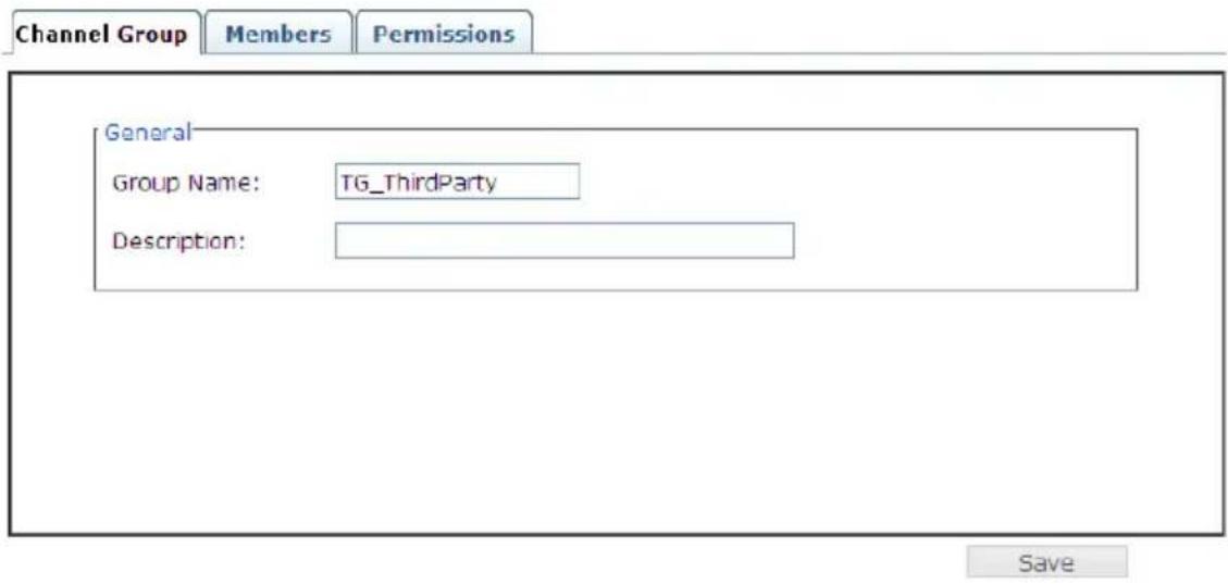 Channel Group Members Permissions General Group Name: TG_ThirdParty Description: Save