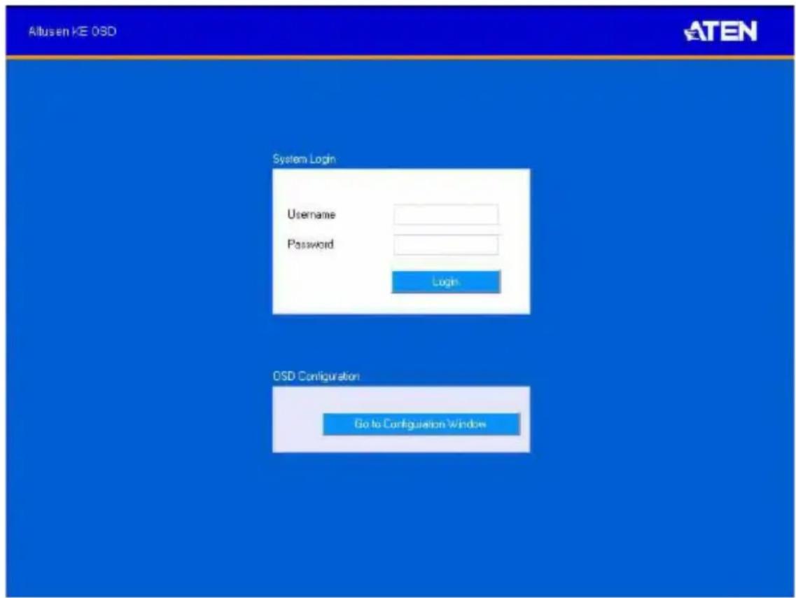 Altusen KE OSD System Login Username Password Login OSD Configurator Go to Configuration Window