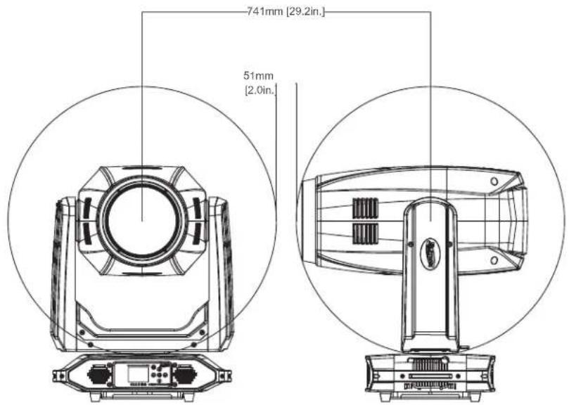 Elation Artiste Rembrandt - DIMENSIONAL DRAWINGS W/PC LENS (OPTIONAL) - 5