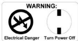 WARNING: Electrical Danger Turn Power Off
