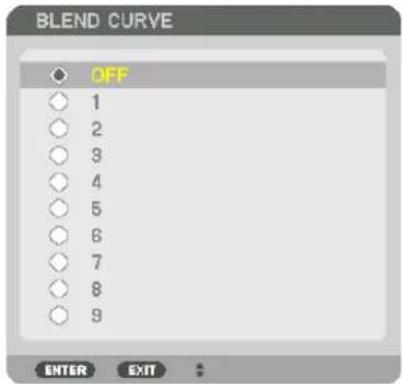 BLEND CURVE OFF 1 2 3 4 5 6 7 8 9 ENTER EXIT