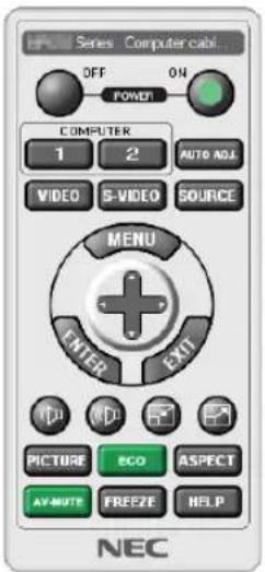 Series Computer cable OFF ON POWER COMPUTER 1 2 AUTO NOT VIDEO S-VIDEO SOURCE MENU ENTER EXIT PICTURE ECO ASPECT AY-MUTE FREEZE HELP NEC