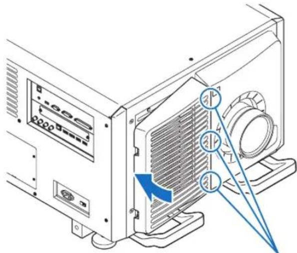 Technical diagram of a microwave oven with labeled ports and airflow direction arrows