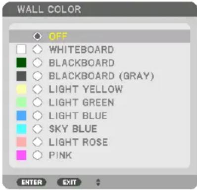 WALL COLOR OFF WHITEBOARD BLACKBOARD BLACKBOARD (GRAY) LIGHT YELLOW LIGHT GREEN LIGHT BLUE SKY BLUE LIGHT ROSE PINK ENTER EXIT