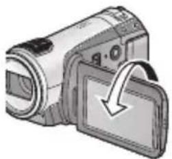 PANASONIC HDC-HS9D - Grieziet škidro kristālu ekrānu uz objektīva pusi. - 1