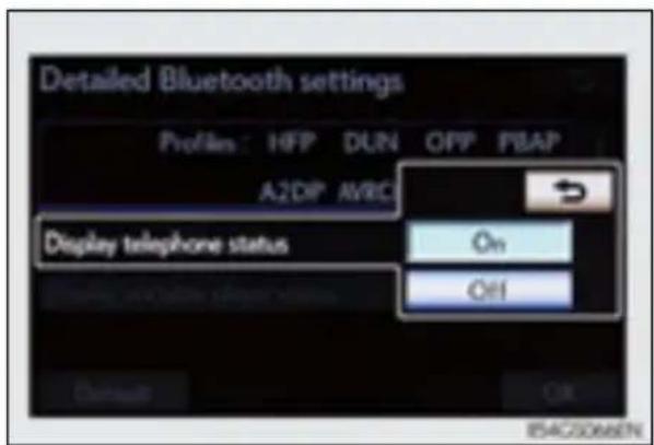 LEXUS GS 250 (2012) - Bluetooth® ierīces savienojuma statusa parādīšanas iestatījumi - 1