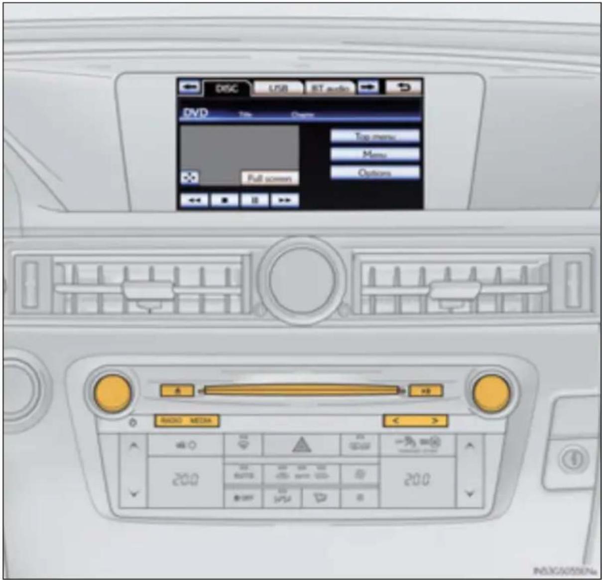 DISC USB BT audio DVD Top menu Menu Options Full screens RADIO MEDIA 200 200 + - - > + HV + - + - + - + - + - + - + - + - + - + - + - + -