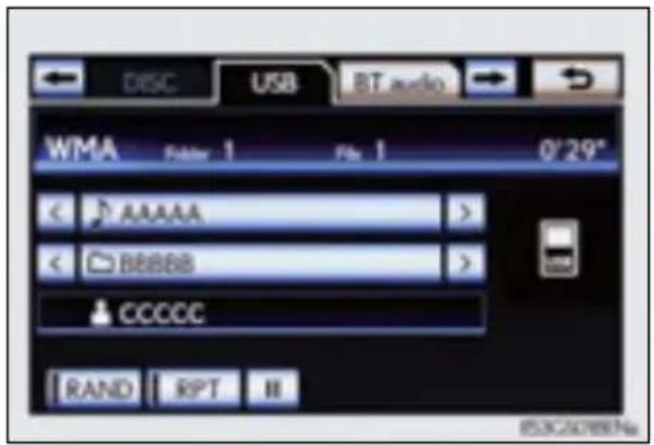 DISC USB BT audio WMA Filter 1 FB 1 0'29" AAAAA > BBBBB > CCCCC RAND RPT II 853C207887Na