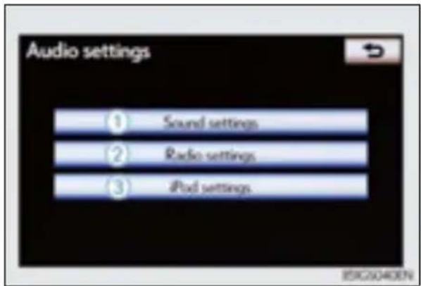 Audio settings 1 Sound settings 2 Radio settings 3 iPod settings B3G2040EN