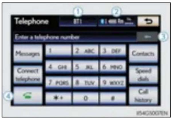 Telephone BT1 Enter a telephone number Messages 1 2 ABC 3 DEF Contacts Connect GHI 5 JKL 6 MNO Speed telephone 7 PORS 8 TUV 9 WXXZ tabs Call History 0