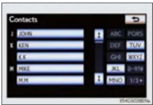 Contacts J JOHN K KEN K.K. M MIKE M.M ABC FORS DEF TUV GHB WXYZ JKL 0-97# MNO 1/3> 854CS0386ENa