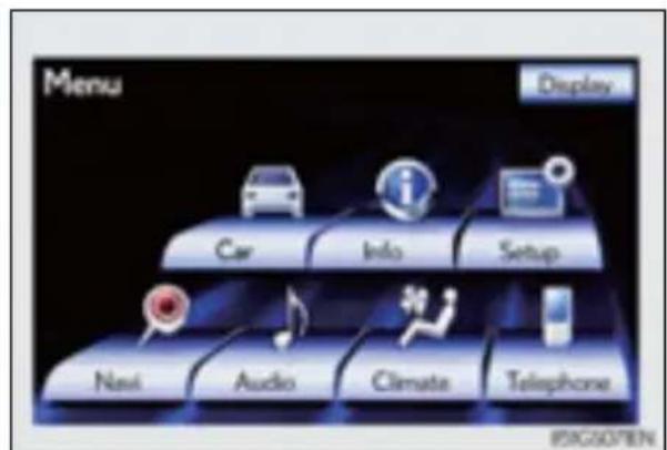 Menu Display Car Info Setup Nasi Audio Climate Telephone