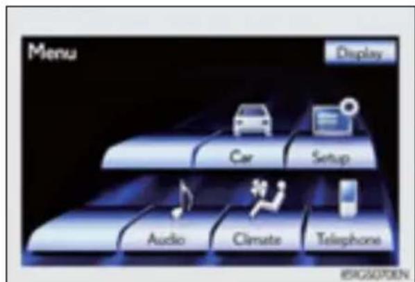 Menu Display Car Setup Audio Climate Telephone