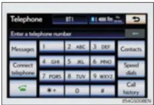 Telephone BT1 4000 Rx Enter a telephone number Messages 1 2 ABC 3 DEF Contacts Connect 4 GH 5 JL 6 MNO Speed telephone 7 PORS 8 TUV 9 WXYZ dih Call history 0 #