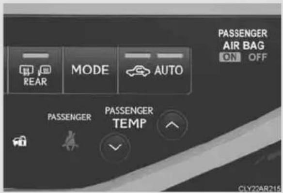 PASSENGER AIR BAG ON OFF REAR MODE AUTO PASSENGER PASSENGER TEMP CLY20AR215