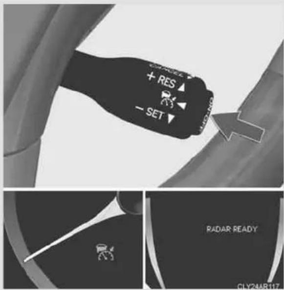 CANCEL + RES ▲ - SET ▼ RADAR READY CLY24AB117