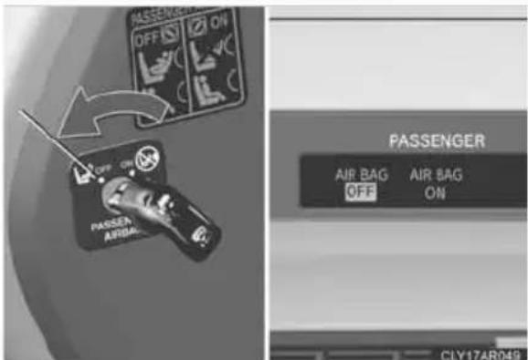 PASSENGER OFF ON PASSENGER AIR BAG OFF ON PASSENGER AIR BAG OFF ON CLY17AR049